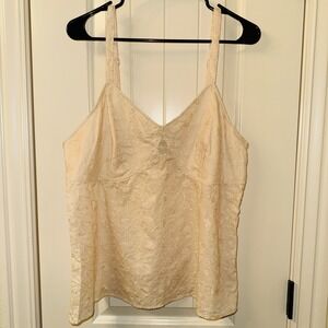 VTG Venezia Y2K Embroidered Cotton Camisole Top Sz 14 Cream Boho Coquette